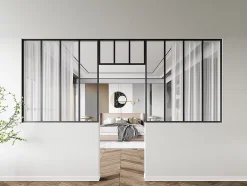 Lot de 2 verrières atelier avec imposte en aluminium thermolaqué - 2 x L120 x H130 + L73 x H40 cm - Noir - BAYVIEW-Vente-unique New