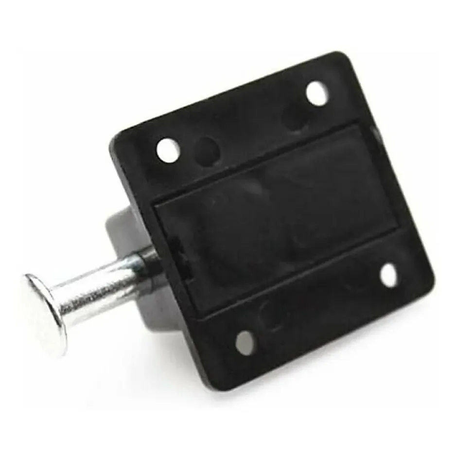 Deko Lot de 4 verrous de porte automatique à ressort avec bouton à ressort Noir