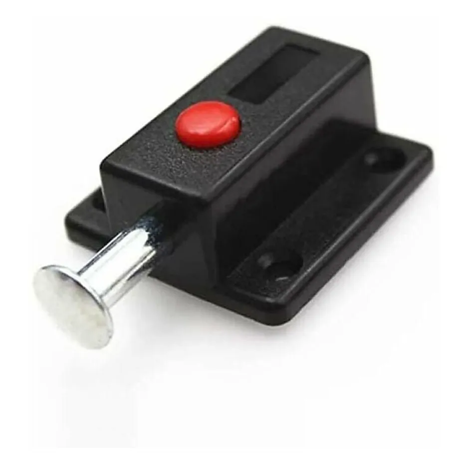 Deko Lot de 4 verrous de porte automatique à ressort avec bouton à ressort Noir