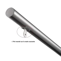 AICA Sanitaire Main courante 1 m argent inox 201 fixation sol mur escaliers rampes intérieur extérieur by Aica