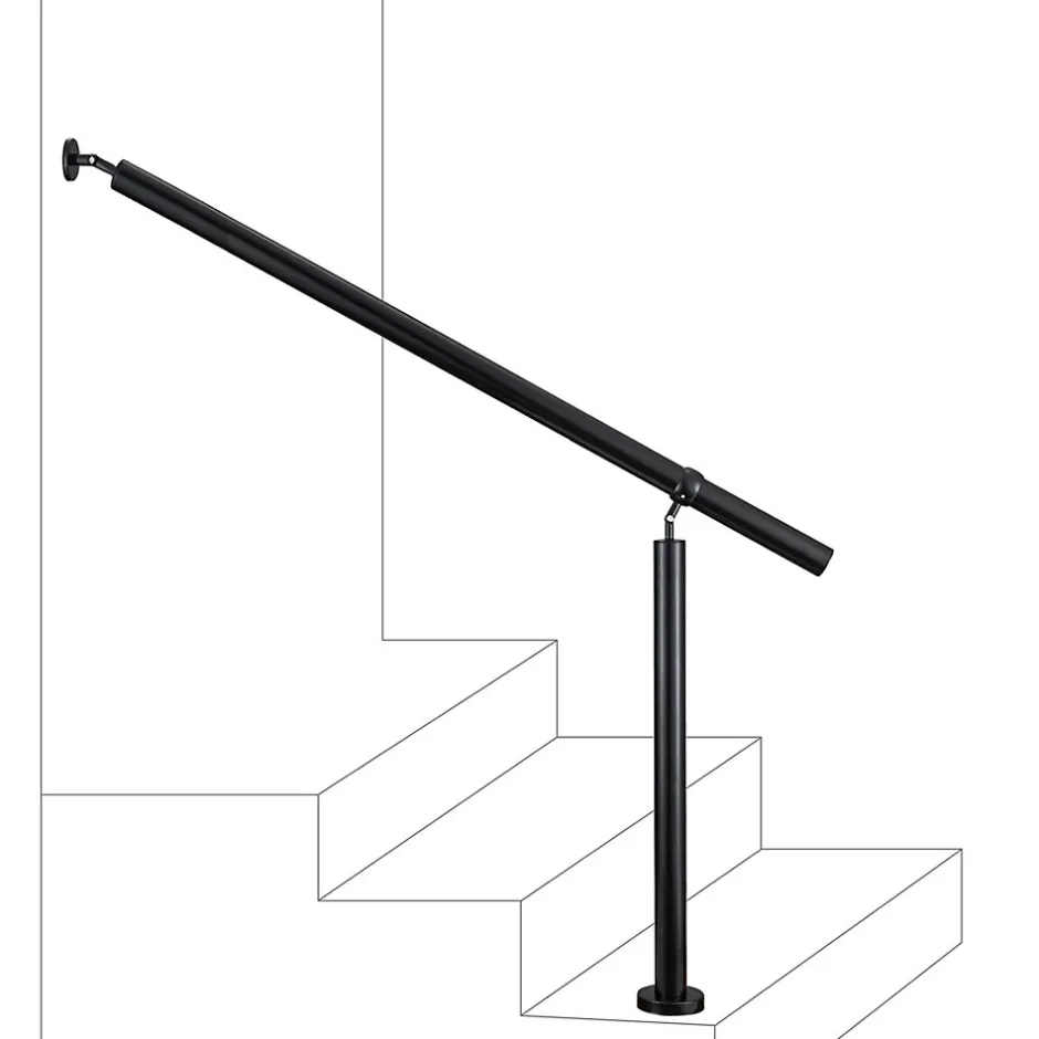 Main courante 1.5 m noir inox 201 fixation sol et mur escaliers intérieur extérieur by Aica-AICA Sanitaire Discount
