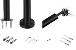 Main courante 1 m noir inox 201 fixation sol et mur escaliers intérieur extérieur by Aica-AICA Sanitaire Outlet