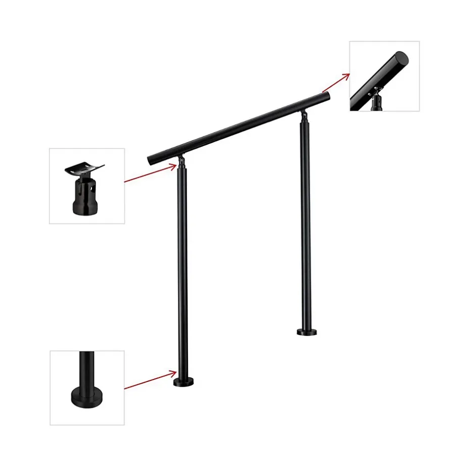 AICA Sanitaire Main courante 1.2 m noir mat inox 201 installation verticale escaliers rampes intérieur extérieur by Aica