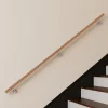 Main courante 220cm, inox 304, Design naturel aspect bois, rampe d'escalier ronde, avec 3 supports muraux, intérieur & extérieur-AICA Sanitaire