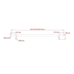 Main courante 100cm, inox 304, Noir mat, rampe d'escalier ronde, avec 2 supports muraux, intérieur & extérieur-AICA Sanitaire Clearance