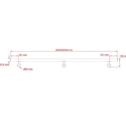 AICA Sanitaire Main courante 220cm, inox 304, rampe d'escalier ronde, avec 3 supports muraux, intérieur & extérieur