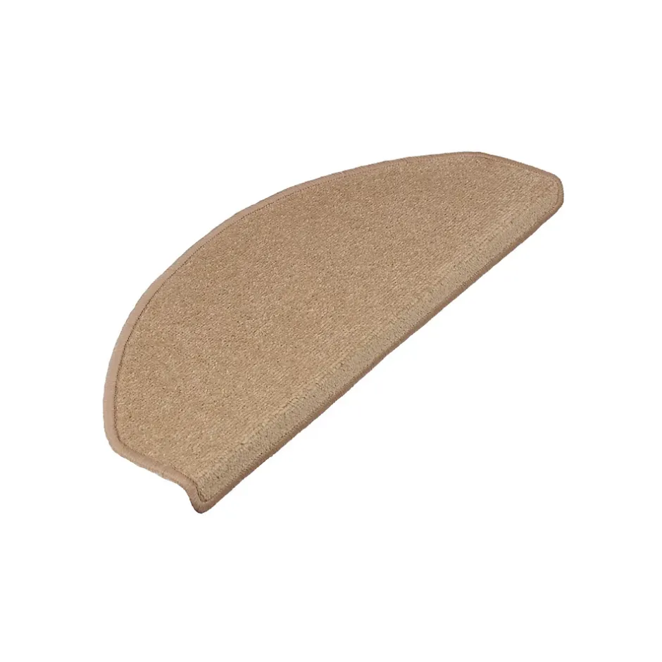 Floordirekt Marchettes d'escalier Dynasty Velours, antidérapantes, Marron clair, Semi-Circulaire, 23,5 x 65 cm -