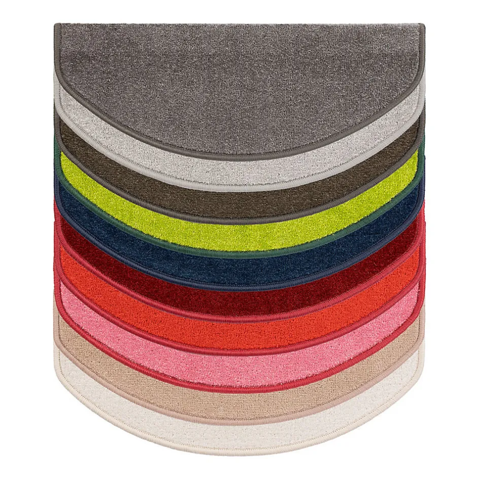 Floordirekt Marchettes d'escalier Dynasty Velours, antidérapantes, Marron clair, Semi-Circulaire, 23,5 x 65 cm -