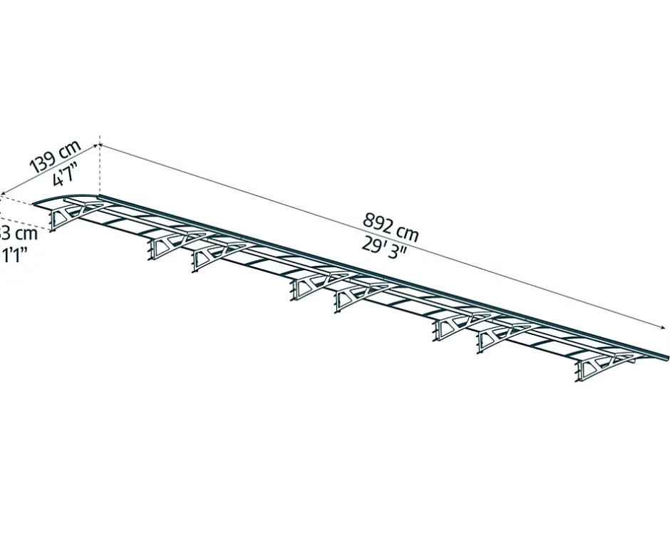 Canopia by Palram Marquise de Porte Amsterdam 890X140 cm Grise en Acrylique et aluminium