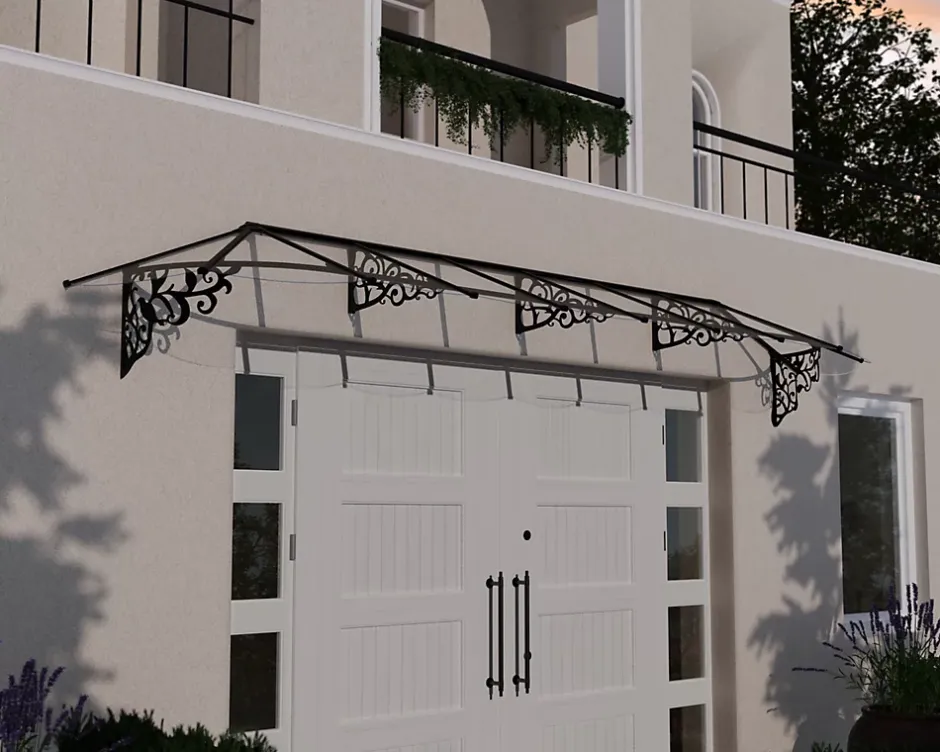 Canopia by Palram Marquise de porte Lily 88 x 473 cm Noire en Acrylique et aluminium