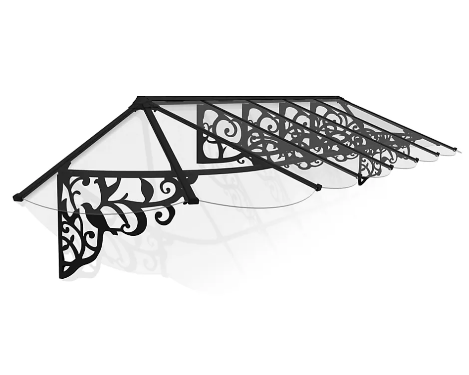 Canopia by Palram Marquise de porte Lily 88 x 422 cm Noire en Acrylique et aluminium