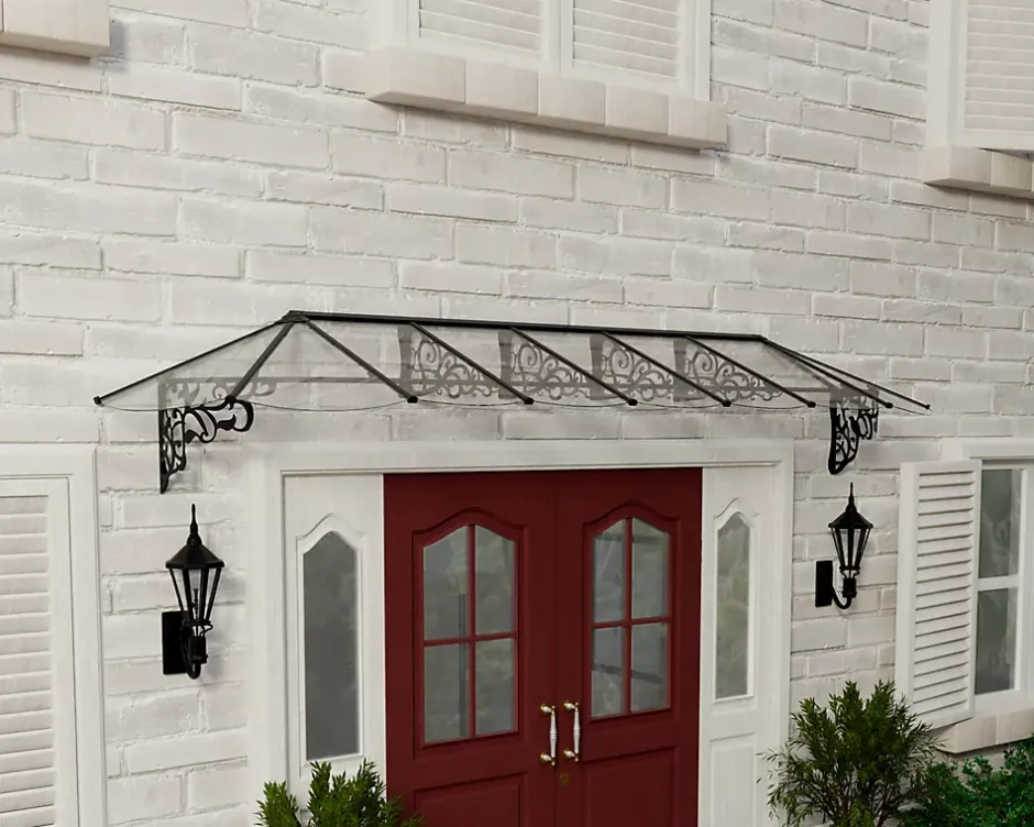 Canopia by Palram Marquise de porte Lily 88 x 422 cm Noire en Acrylique et aluminium