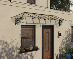 Canopia by Palram Marquise de porte Lily 88 x 422 cm Noire en Acrylique et aluminium