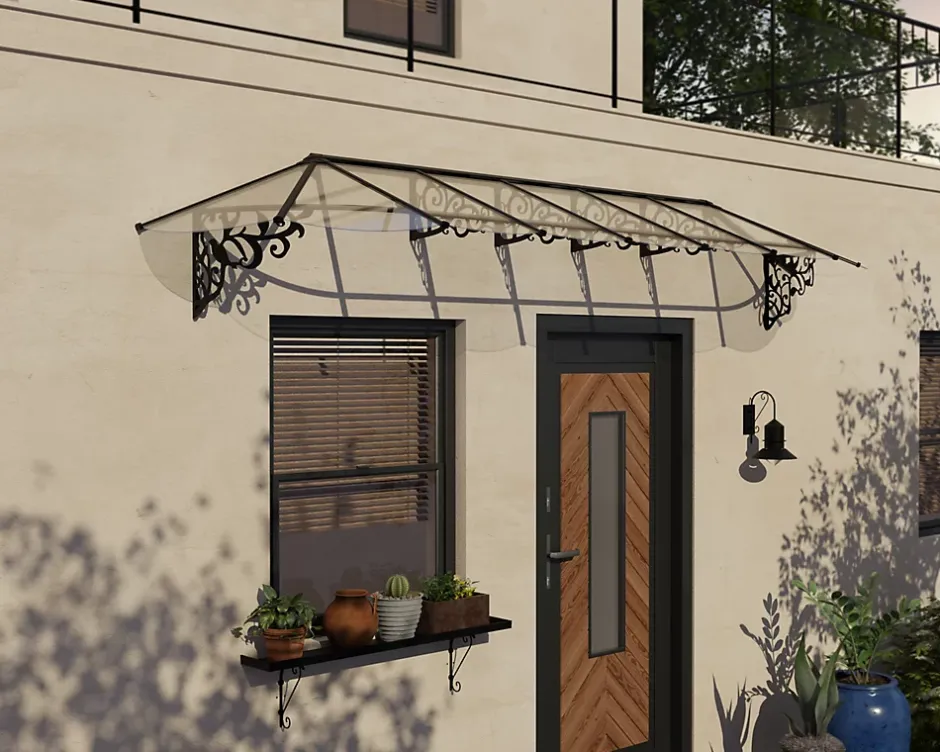 Canopia by Palram Marquise de porte Lily 88 x 422 cm Noire en Acrylique et aluminium