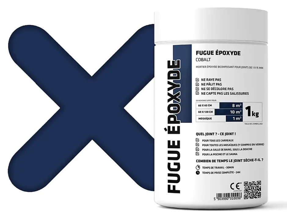 Ilcom Mastic époxy bi-composant pour le remplissage des joints - Bleu cobalt - 1Kg