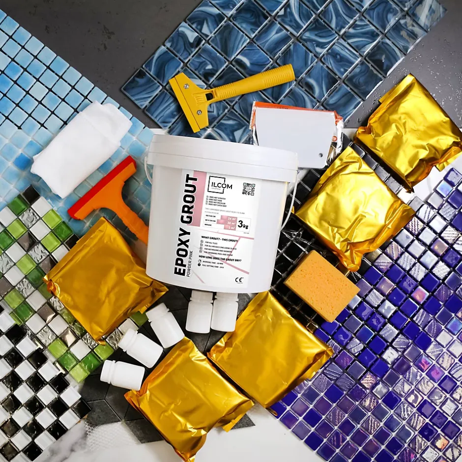 Mastic époxy bi-composant pour le remplissage des joints - Rose - 3Kg-Ilcom New