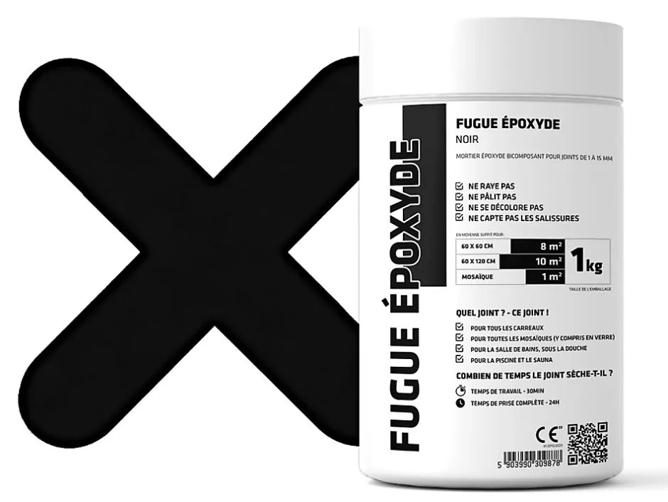 Ilcom Mastic époxy bi-composant pour le remplissage des joints - Noir - 1Kg