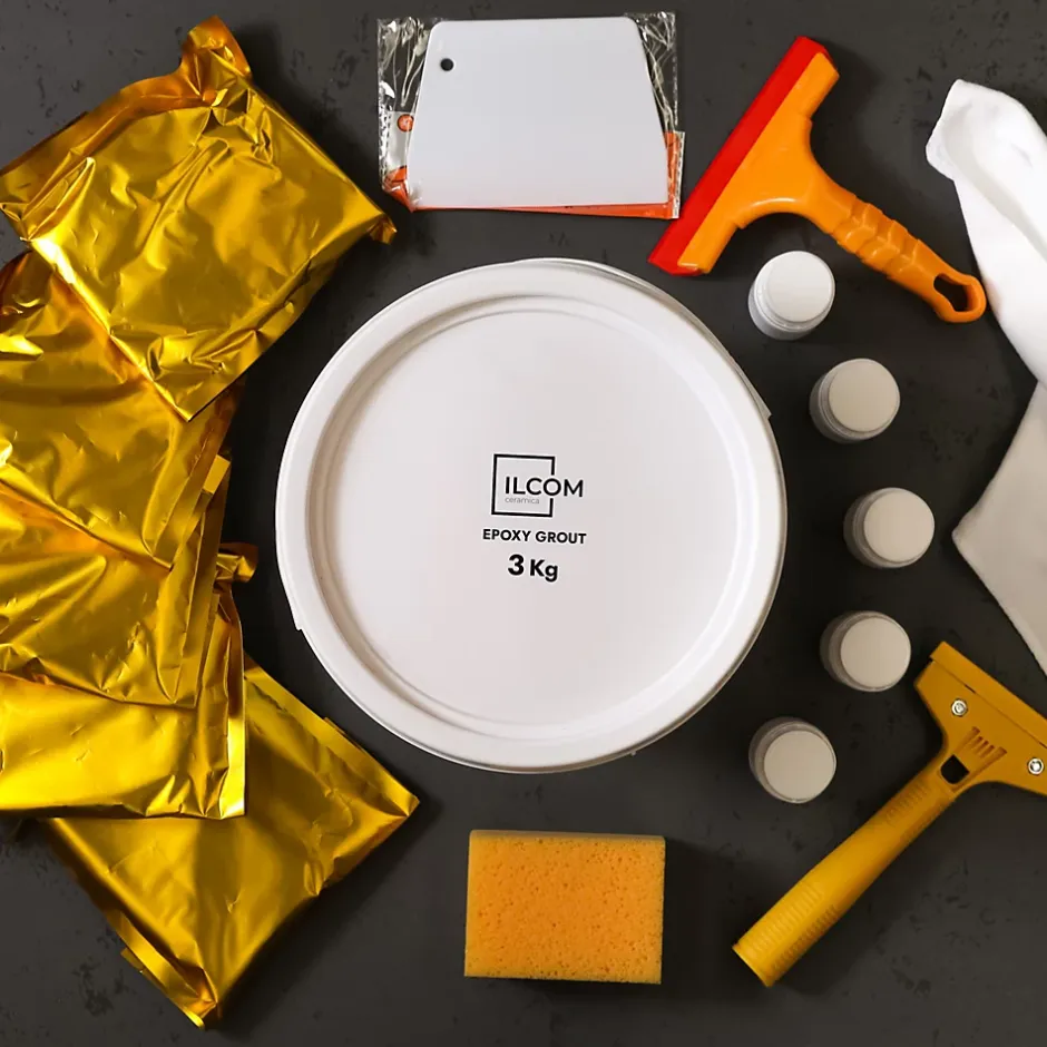 Mastic époxy bi-composant pour le remplissage des joints - Brun clair - 3Kg-Ilcom Discount