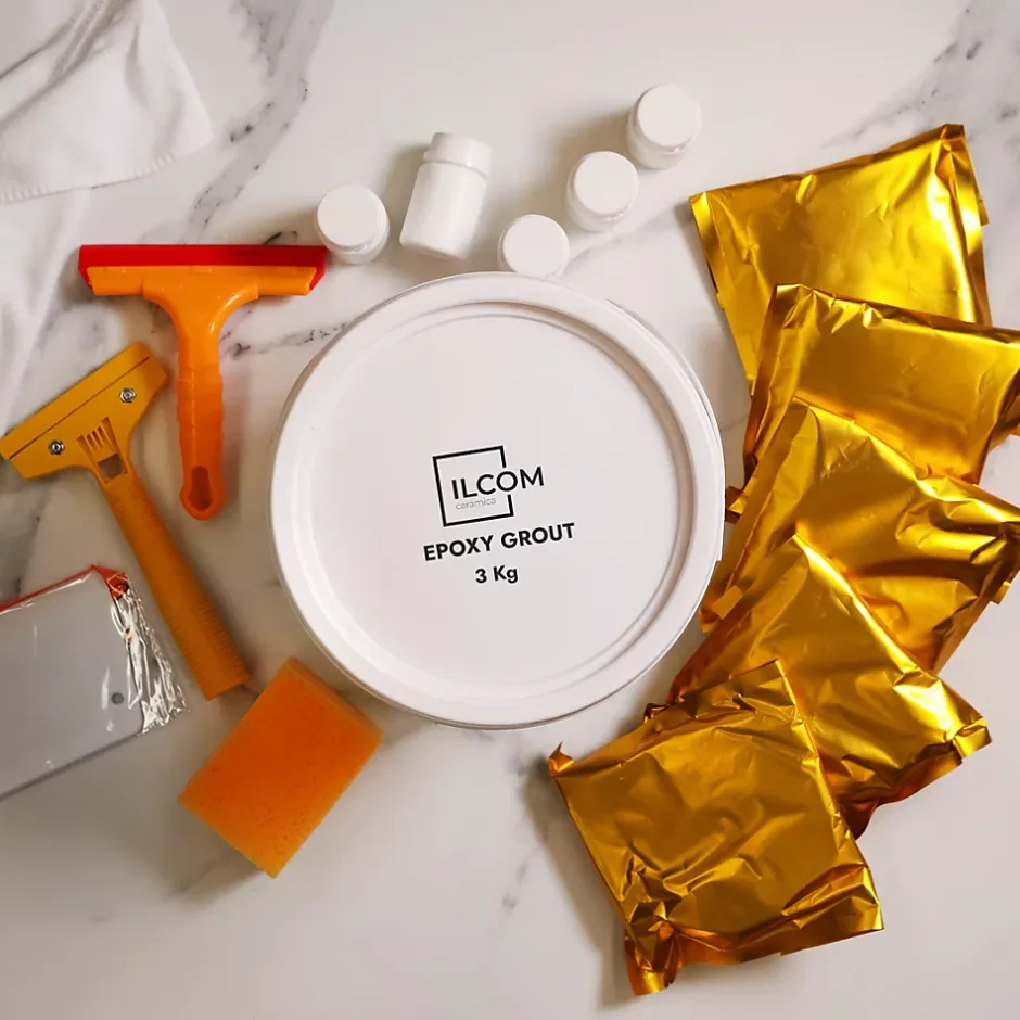 Mastic époxy bi-composant pour le remplissage des joints - Brun clair - 3Kg-Ilcom Discount