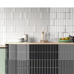 Mini Brick Ikon Lisse White Série Revêtement Porcelaine Premium 5x15cm-Lux Mosaic New