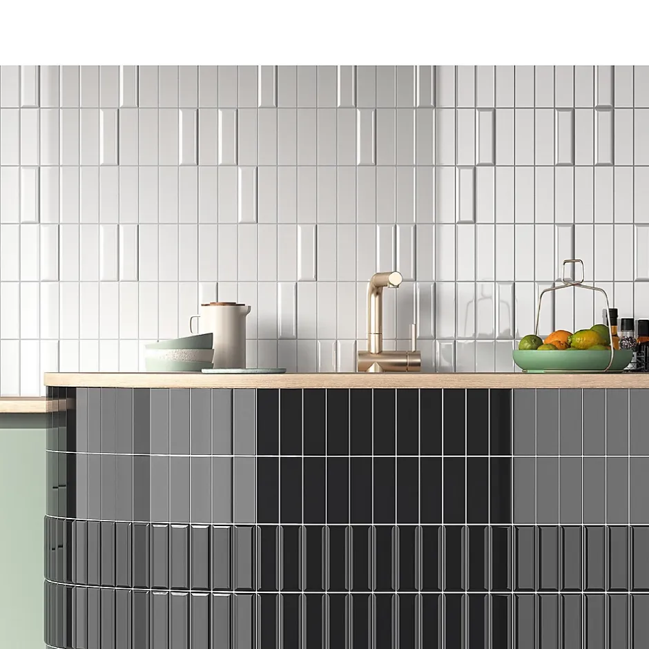 Mini Brick Ikon Pillow Black Série Revêtement Porcelaine Premium 5x15cm-Lux Mosaic Best