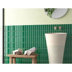 Lux Mosaic Mini Brick Ikon Pillow Green Série Revêtement Porcelaine Premium 5x15cm