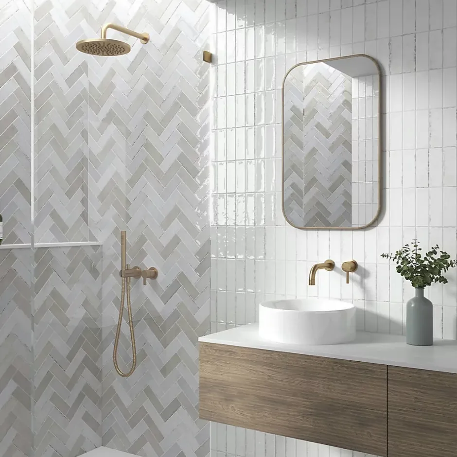 Mini Brick Série Calpe Greige Porcelaine Premium 5x15cm.-Lux Mosaic Best