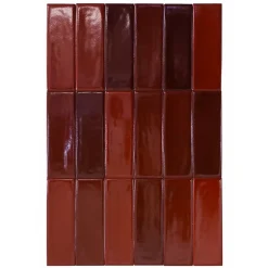 Mini Brick Série Calpe Red Porcelaine Premium 5x15cm.-Lux Mosaic Hot