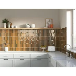 Lux Mosaic Mini Brick Série Calpe Terra Porcelaine Premium 5x15cm.