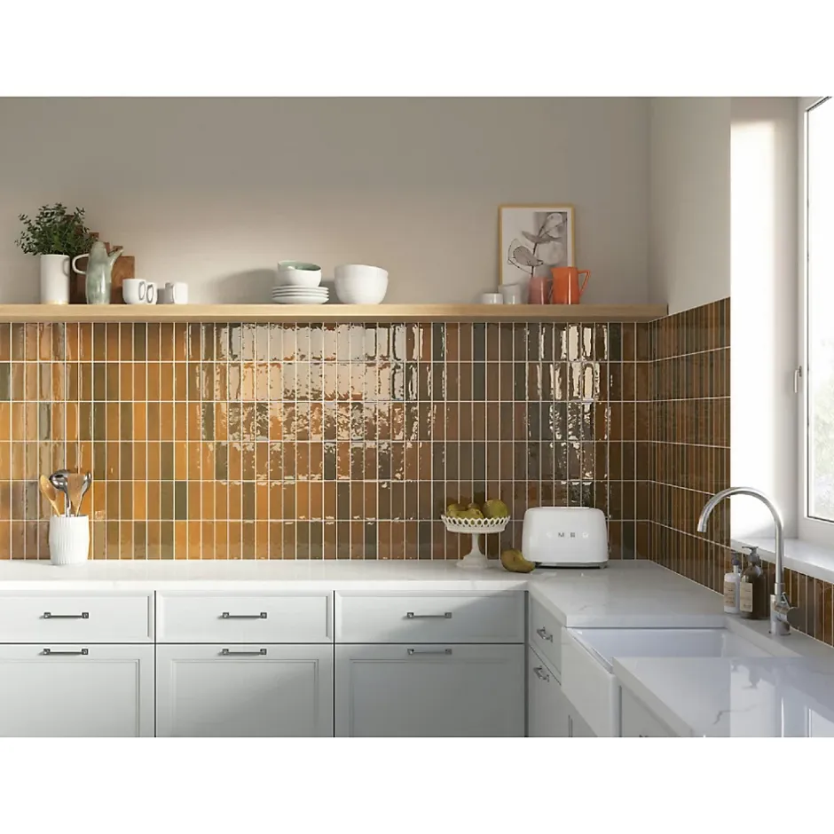 Lux Mosaic Mini Brick Série Calpe Terra Porcelaine Premium 5x15cm.