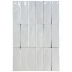 Mini Brick Série Calpe White Porcelaine Premium 5x15cm.-Lux Mosaic Best