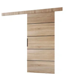 MINIO go for it , porte coulissante PRIM 2K 86 cm, baguette décorative en Noir, poignée de porte en noir, Chêne Sonoma / Noir