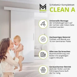 MINIO go for it , porte coulissante CLEAN A 106 cm portes de chambre, Blanc