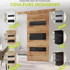 , porte coulissante CLEAN C 86 cm portes de chambre, Chêne Wotan-MINIO go for it New