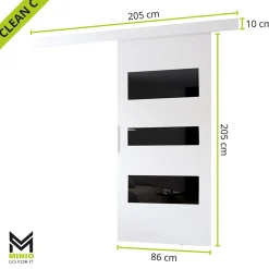 , porte coulissante CLEAN C 86 cm portes de chambre, Chêne Wotan-MINIO go for it New