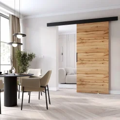 , porte coulissante PRIM A 96 cm, Poignée noire, Chêne Wotan / Noir-MINIO go for it