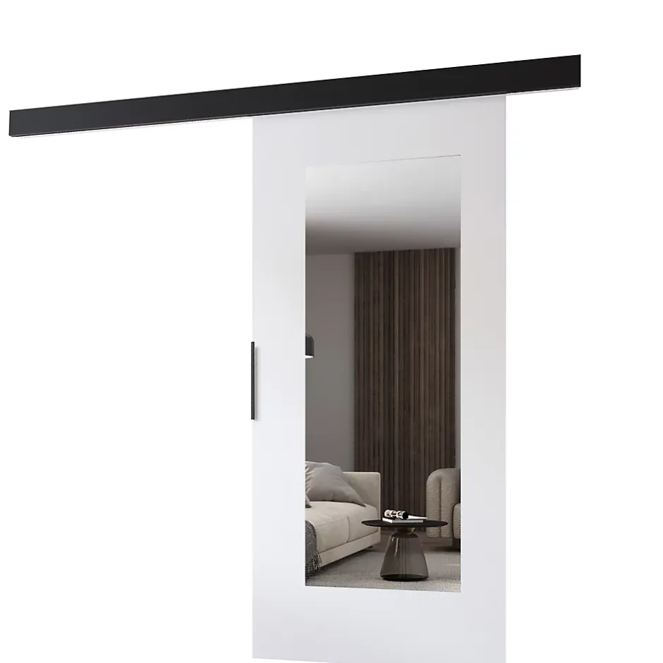 MINIO go for it , porte coulissante PRIM, 106 cm, avec miroir, Blanc / Noir