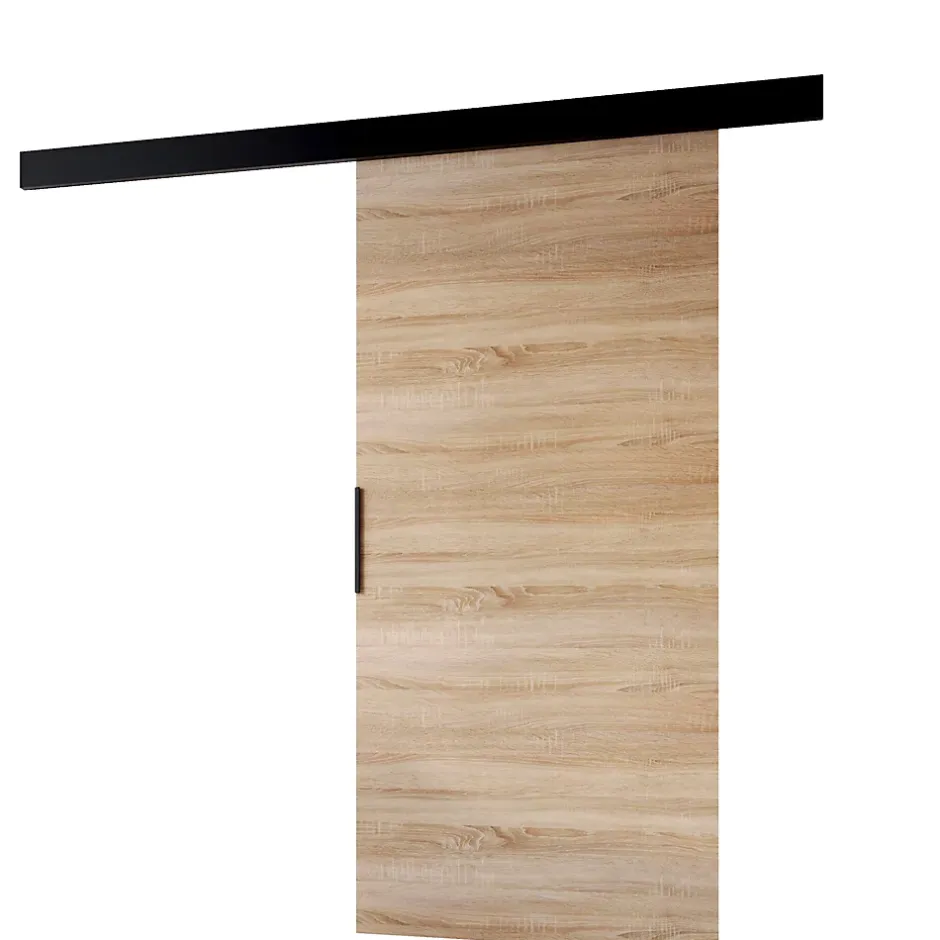 , porte coulissante PRIM A 106 cm, Poignée noire, Chêne Sonoma / Noir-MINIO go for it New