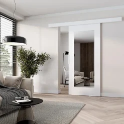 MINIO go for it , porte coulissante CLEAN I 86 cm portes de chambre, avec miroir, Blanc