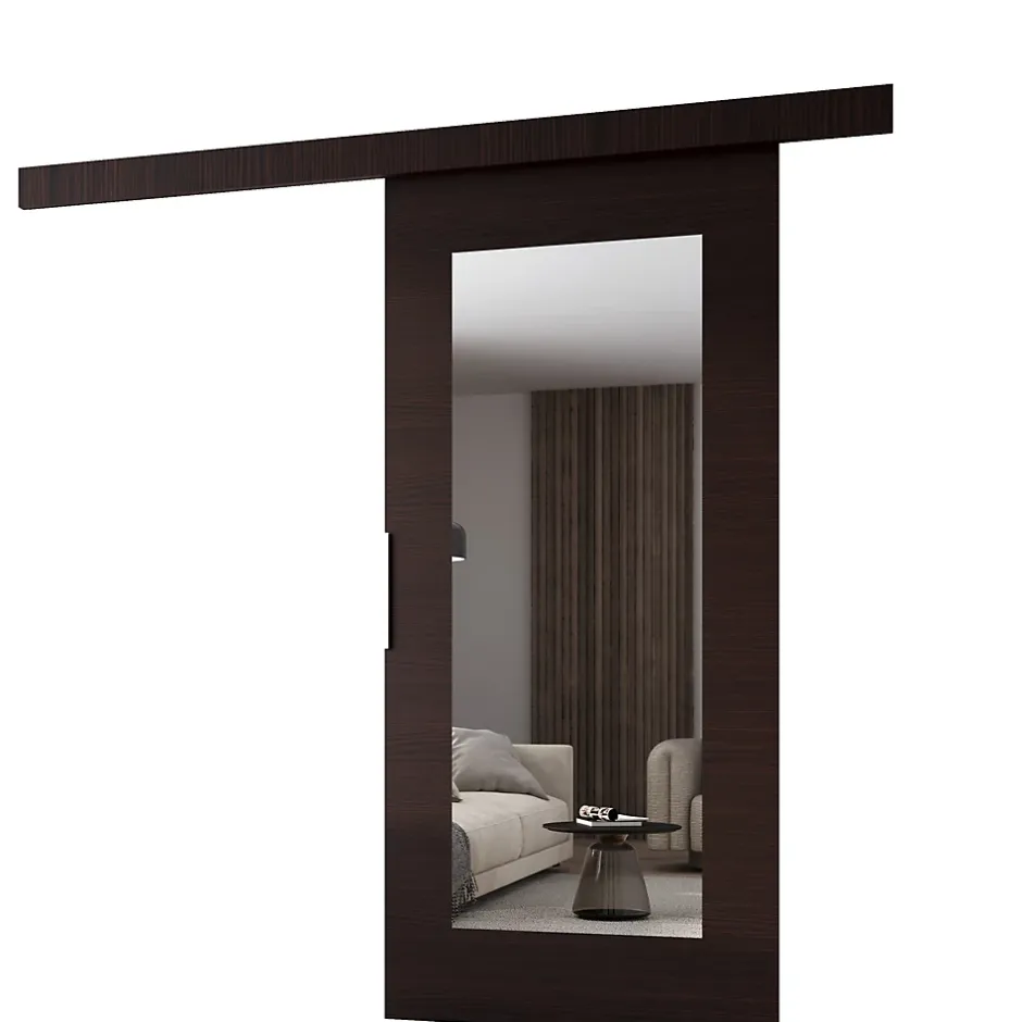 , porte coulissante CLEAN I 86 cm portes de chambre, avec miroir, wengé-MINIO go for it Clearance