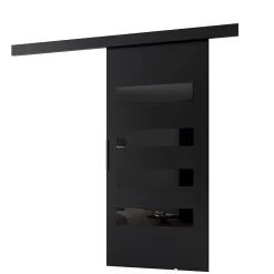 , porte coulissante PRIM F 106 cm, Noir / noir / éléments décoratifs-noir / poignée noire-MINIO go for it Outlet