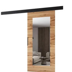 , porte coulissante PRIM, 106 cm, avec miroir, Chêne Wotan / Noir-MINIO go for it Outlet