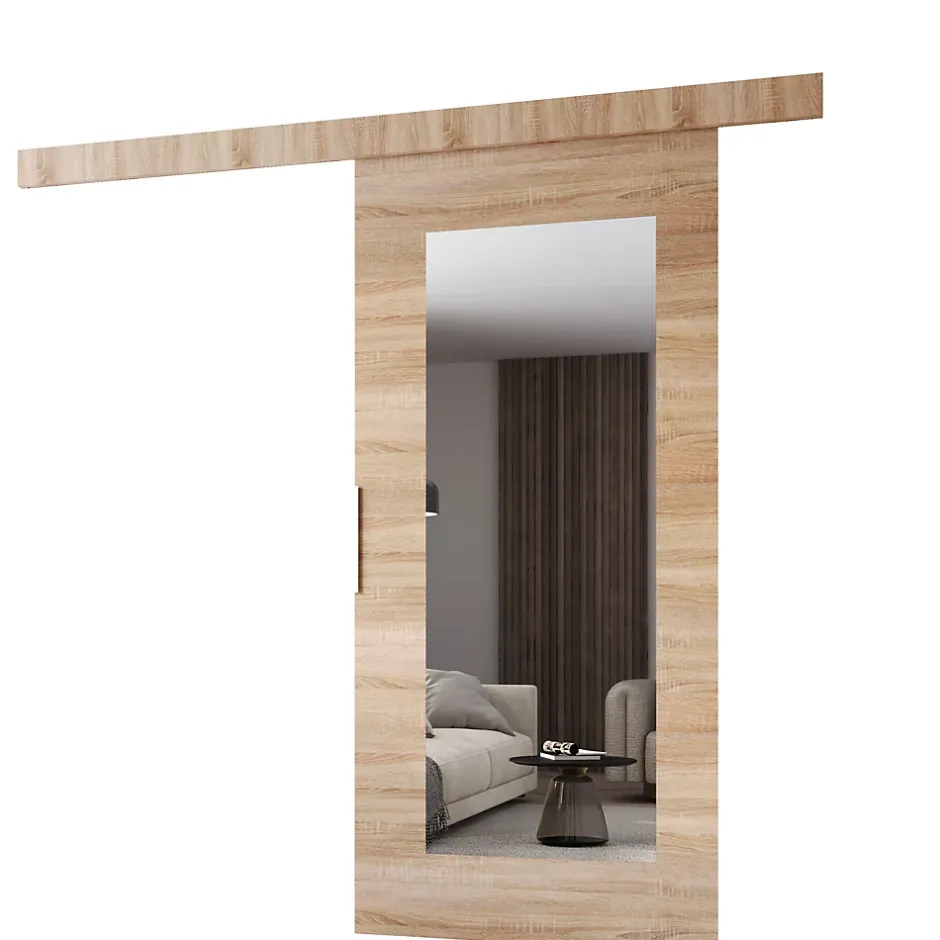 MINIO go for it , porte coulissante CLEAN I 96 cm portes de chambre, avec miroir, Chêne Sonoma