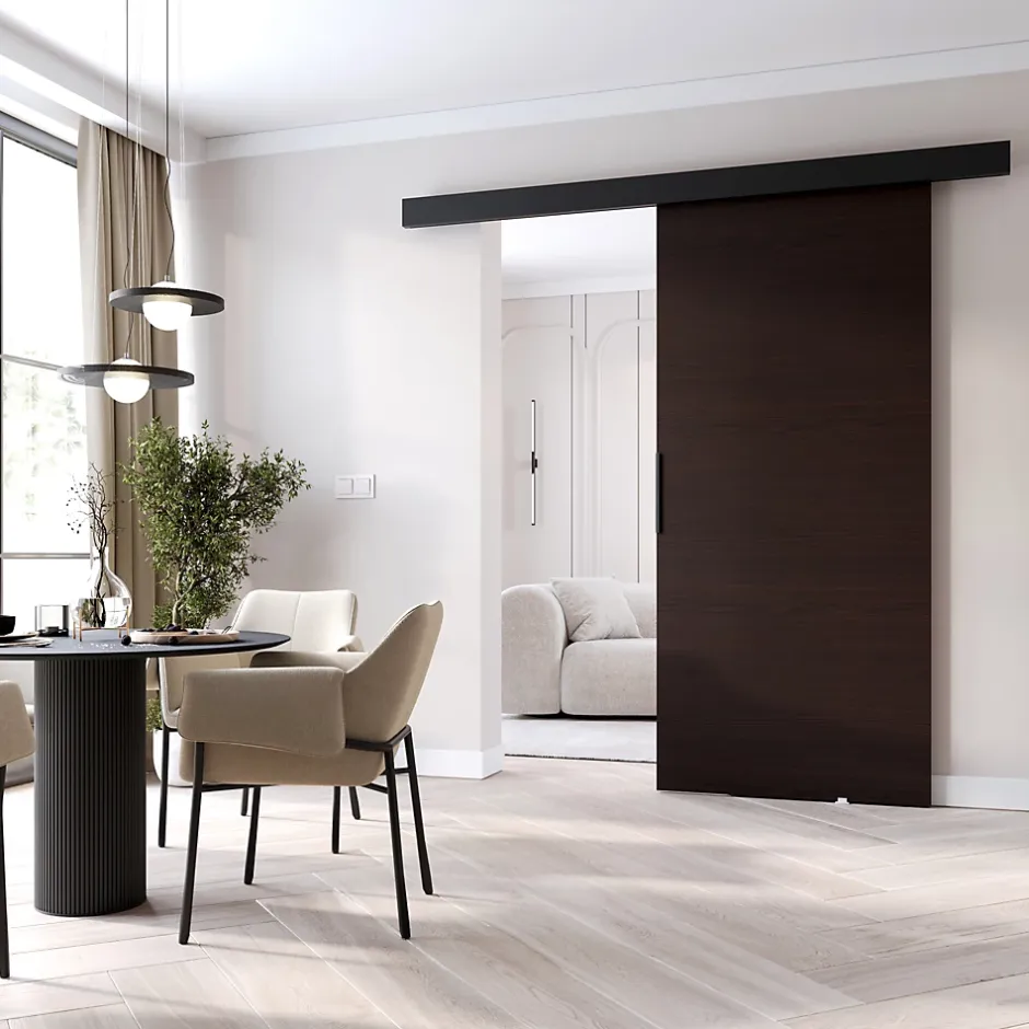 MINIO go for it , porte coulissante PRIM A 96 cm, Poignée noire, Wengé / Noir