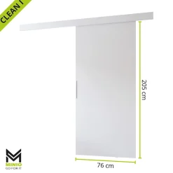 , porte coulissante CLEAN I 76 cm portes de chambre, avec miroir, Blanc-MINIO go for it