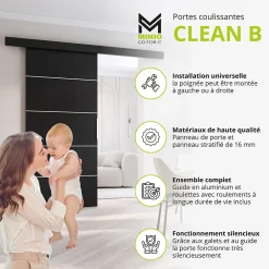 porte coulissante CLEAN B 96 cm Portes de chambre, Chêne Sonoma-MINIO go for it Best