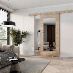 MINIO go for it , porte coulissante CLEAN I 86 cm portes de chambre, avec miroir, Chêne Sonoma