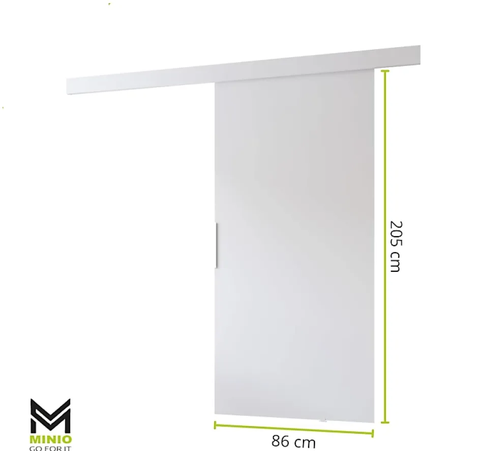 , porte coulissante PRIM A 86 cm, Poignée noire, Gris / Noir-MINIO go for it New