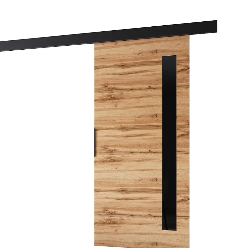 MINIO go for it , porte coulissante PRIM G 96 cm, Chêne Wotan / noir / éléments décoratifs-noir / poignée noire