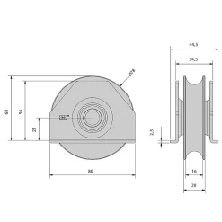 Slid’Up By Mantion Monture à souder pour portail coulissant - Galet 80 mm à gorge ronde 16 mm - 200 kg